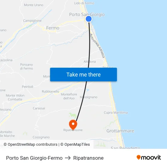 Porto San Giorgio-Fermo to Ripatransone map