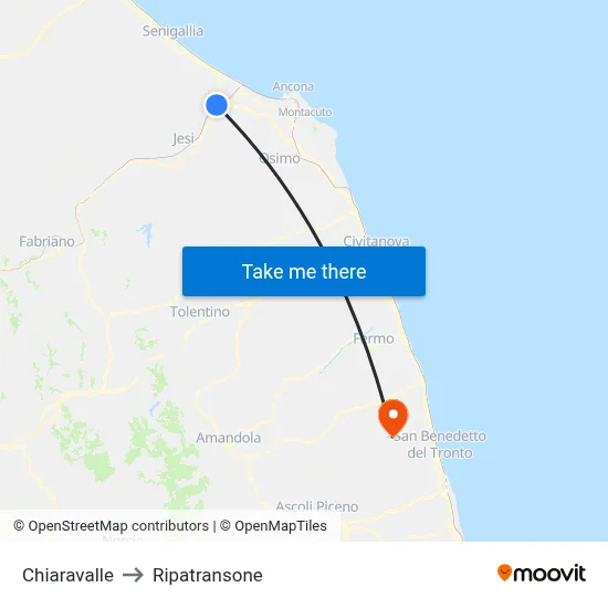 Chiaravalle to Ripatransone map