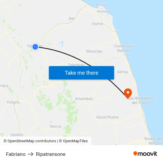 Fabriano to Ripatransone map