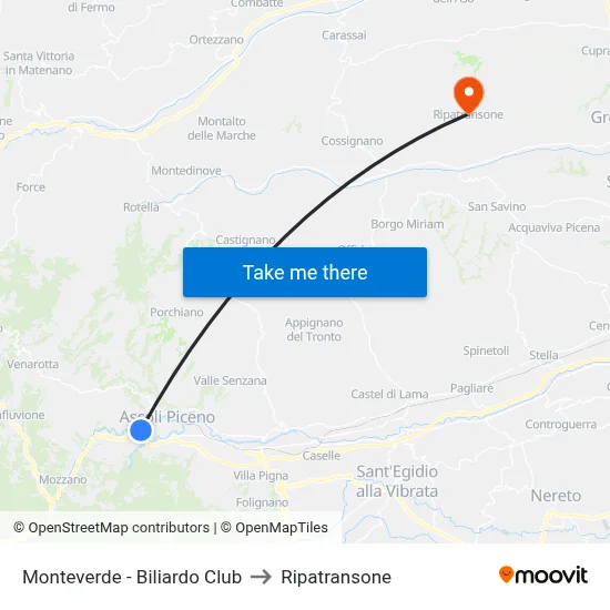 Monteverde - Biliardo Club to Ripatransone map