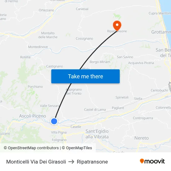 Monticelli Sunflower Street to Ripatransone map