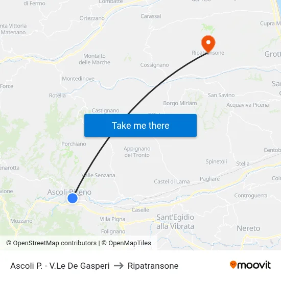 Ascoli Piceno - De Gasperi Avenue to Ripatransone map