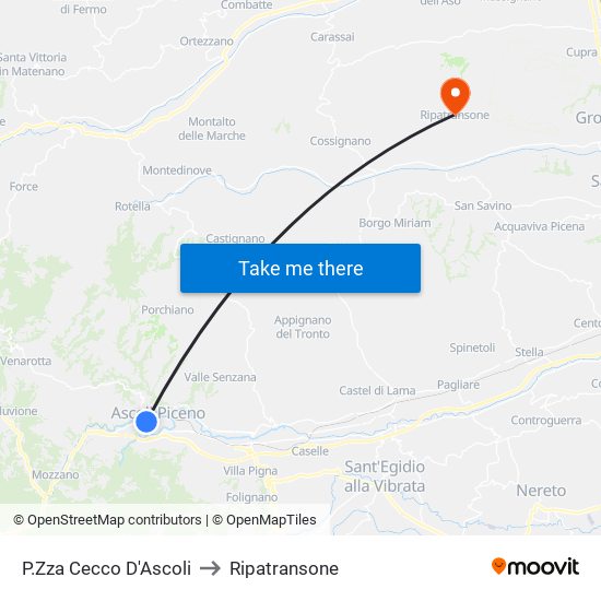 P.Zza Cecco D'Ascoli to Ripatransone map