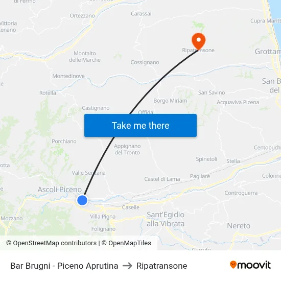 Bar Brugni - Piceno Aprutina to Ripatransone map