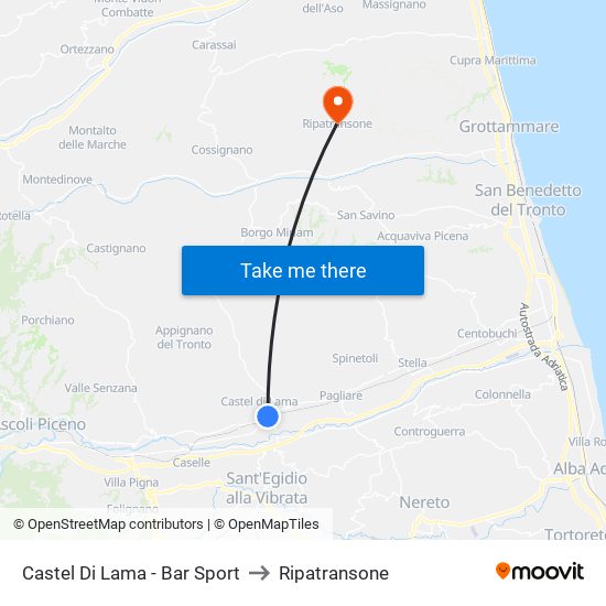 Castel Di Lama - Bar Sport to Ripatransone map