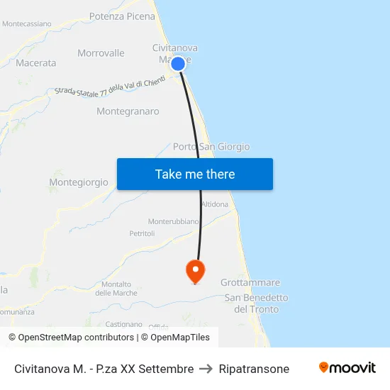 Civitanova Marche - Piazza XX Settembre to Ripatransone map