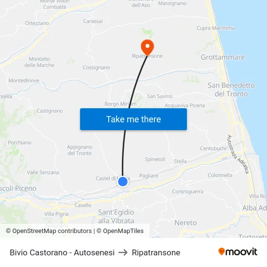 Bivio Castorano - Autosenesi to Ripatransone map