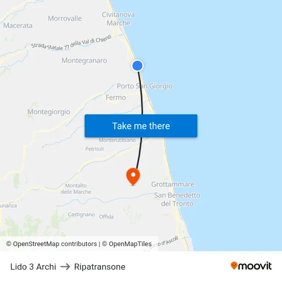 Lido 3 Archi to Ripatransone map