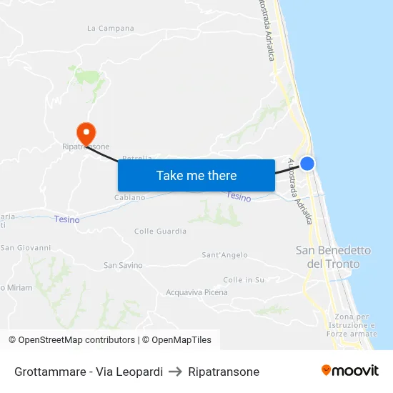 Grottammare - Leopardi Street to Ripatransone map