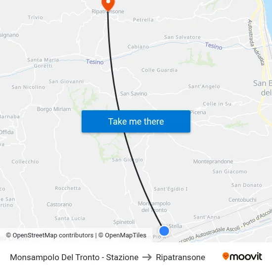 Monsampolo Del Tronto - Station to Ripatransone map