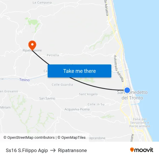 SS16 San Filippo Agip to Ripatransone map