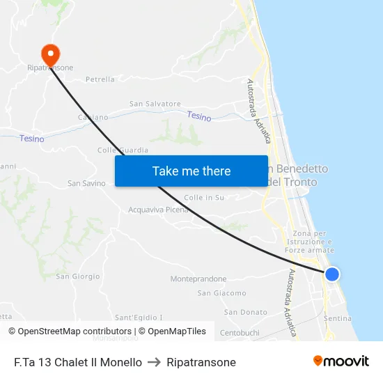 F.Ta 13 Chalet Il Monello to Ripatransone map