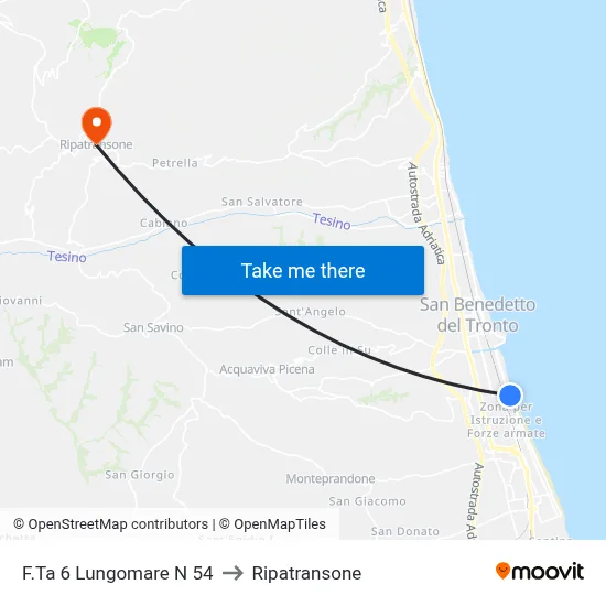 Stop 6 Seafront N 54 to Ripatransone map
