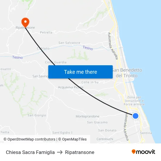 Sacred Family Church to Ripatransone map