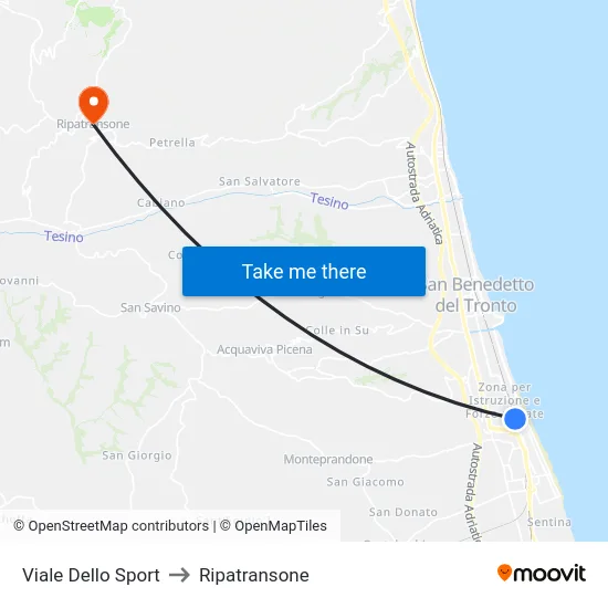 Viale Dello Sport to Ripatransone map