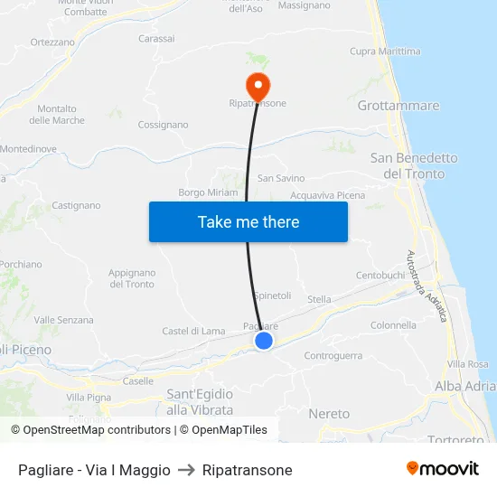 Pagliare - Via I Maggio to Ripatransone map