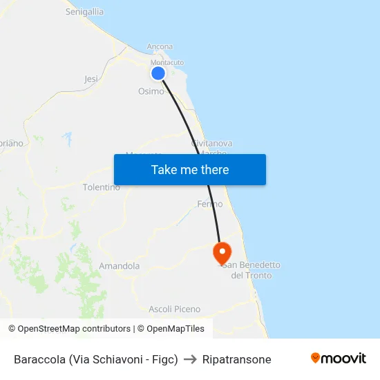 Baraccola (Schiavoni Street - Figc) to Ripatransone map