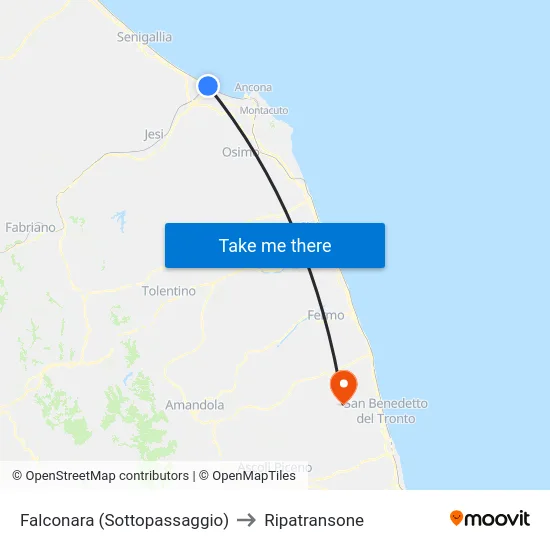 Falconara (Sottopassaggio) to Ripatransone map