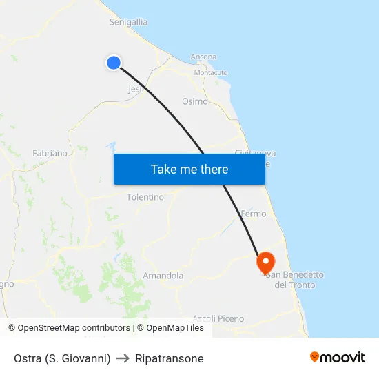 Ostra (S. Giovanni) to Ripatransone map