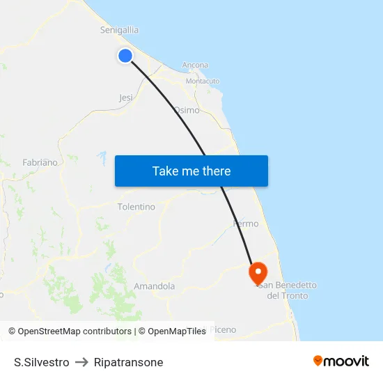 S.Silvestro to Ripatransone map