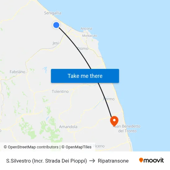 S.Silvestro (Poplars Road Intersection) to Ripatransone map