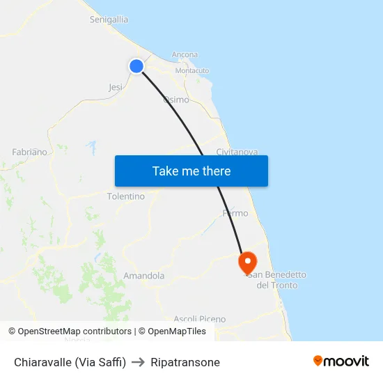 Chiaravalle (Saffi Street) to Ripatransone map