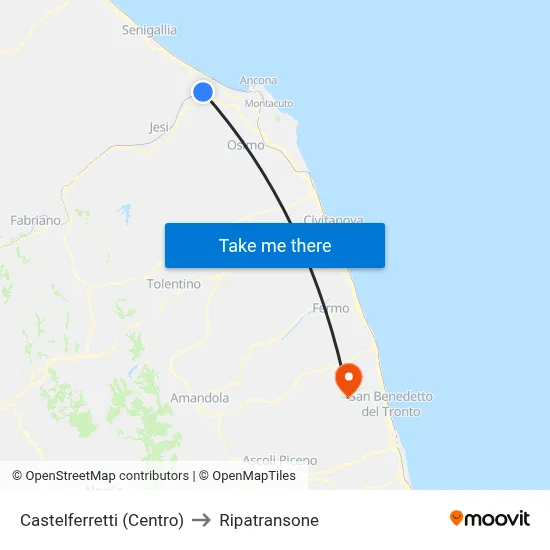 Castelferretti (Centro) to Ripatransone map