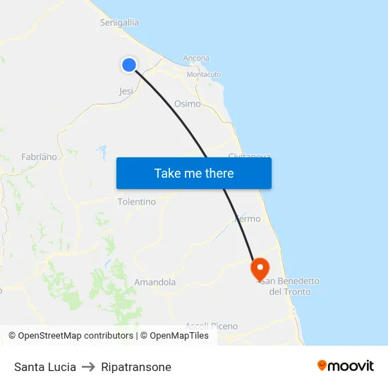 Santa Lucia to Ripatransone map