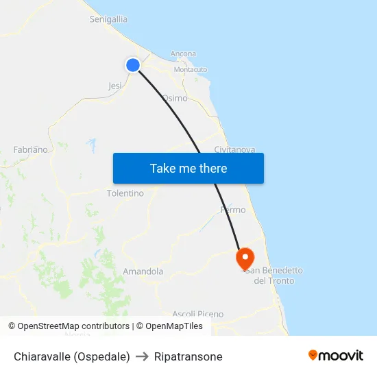 Chiaravalle (Hospital) to Ripatransone map