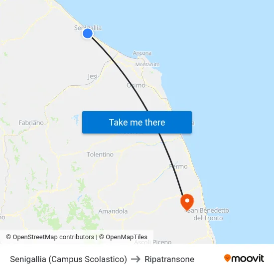 Senigallia (School Campus) to Ripatransone map