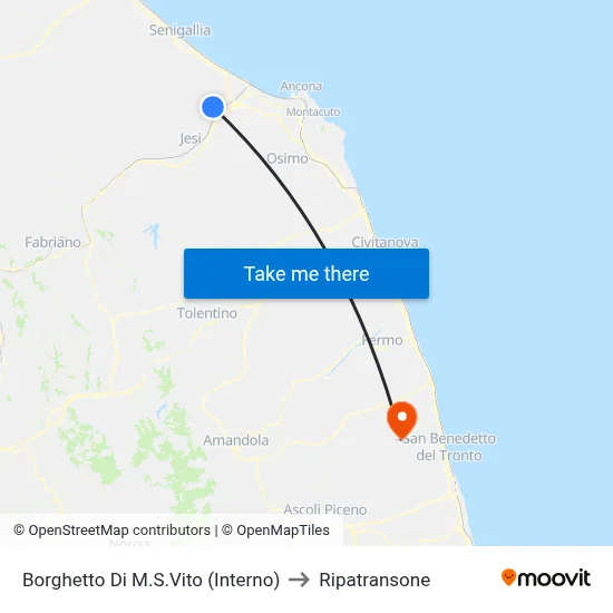 Borghetto Di M.S.Vito (Interior) to Ripatransone map