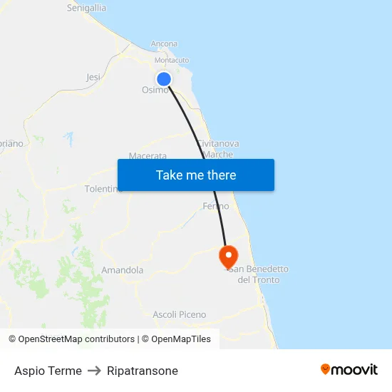 Aspio Terme to Ripatransone map
