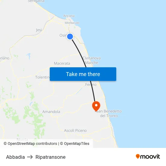 Abbadia to Ripatransone map