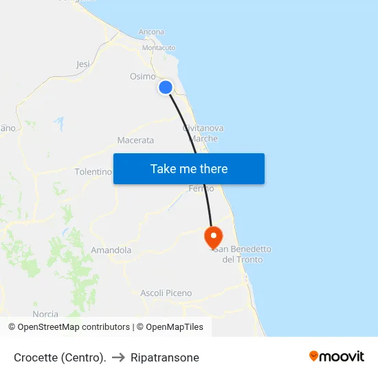 Crocette (Center) to Ripatransone map