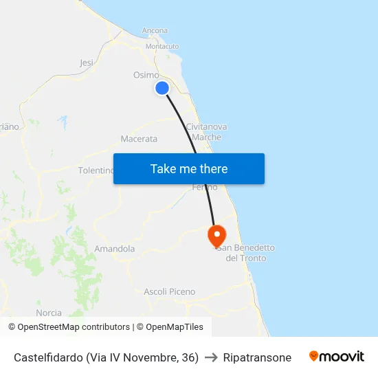 Castelfidardo (Via IV November, 36) to Ripatransone map