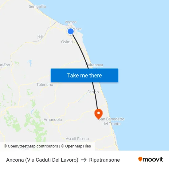 Ancona (Via Caduti Del Lavoro) to Ripatransone map