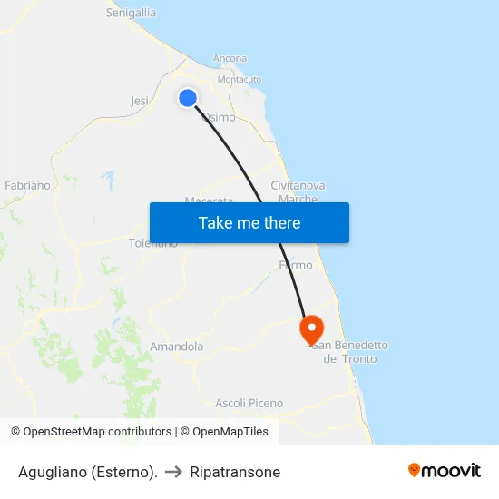 Agugliano (External) to Ripatransone map