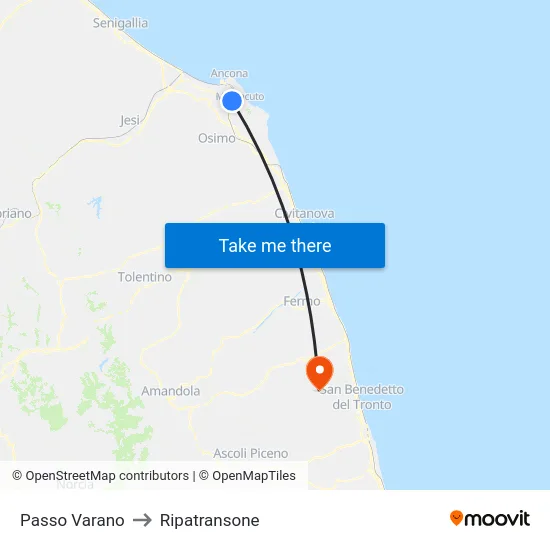 Passo Varano to Ripatransone map