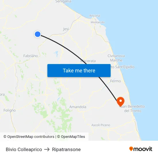 Colleaprico Junction to Ripatransone map