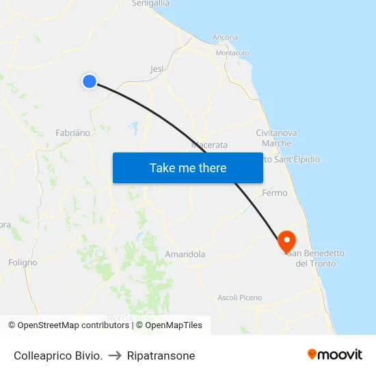 Colleaprico Junction to Ripatransone map