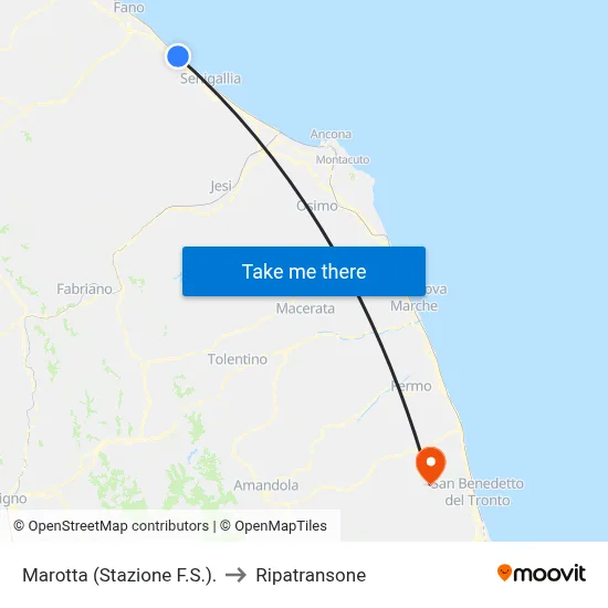 Marotta (Railway Station) to Ripatransone map