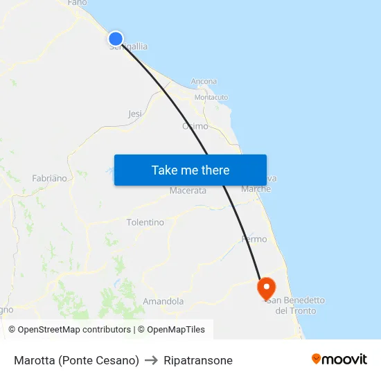 Marotta (Cesano Bridge) to Ripatransone map