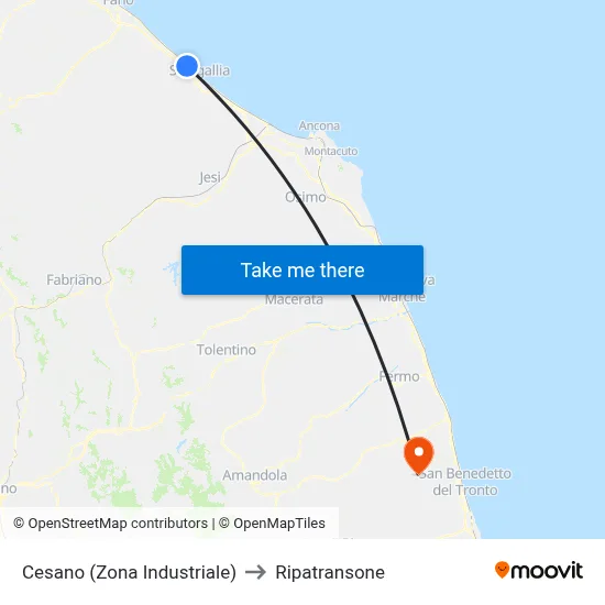 Cesano (Industrial Zone) to Ripatransone map