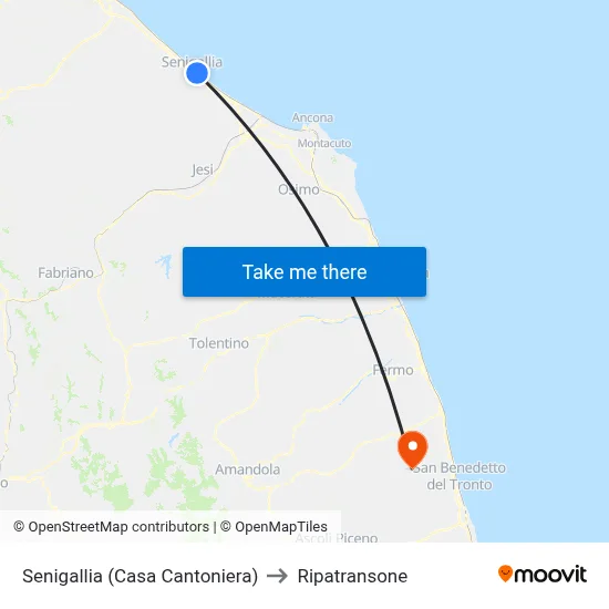 Senigallia (Road Maintenance House) to Ripatransone map