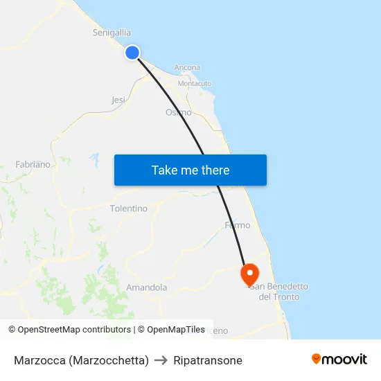 Marzocca (Marzocchetta) to Ripatransone map