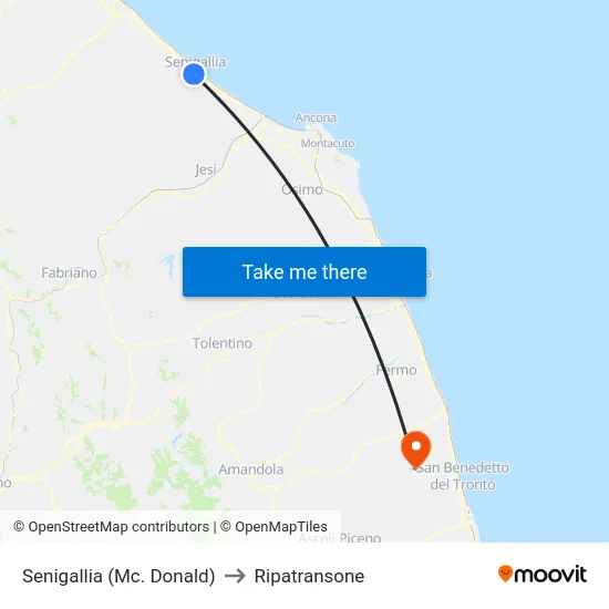 Senigallia (Mc. Donald) to Ripatransone map