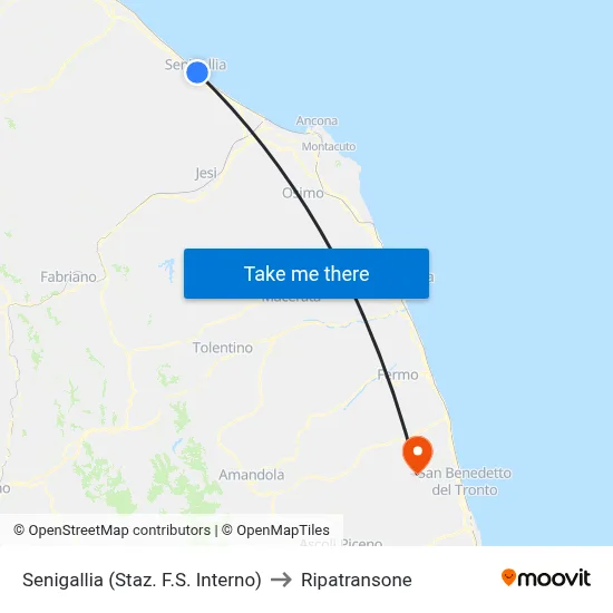 Senigallia (Staz. F.S. Interno) to Ripatransone map