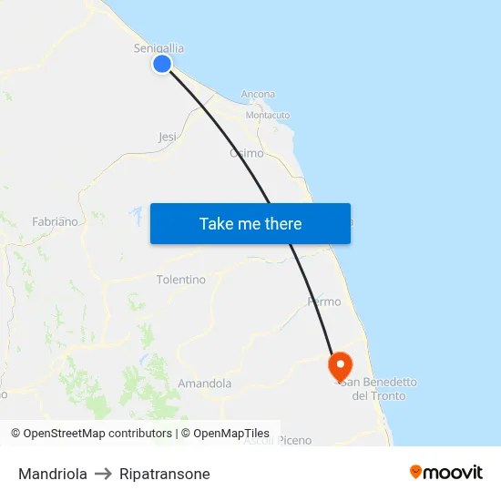 Mandriola to Ripatransone map