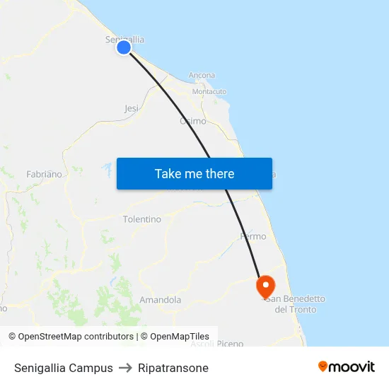 Senigallia Campus to Ripatransone map