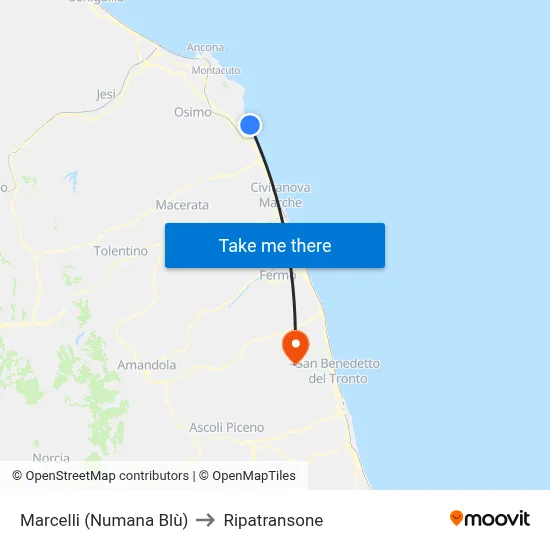 Marcelli (Numana Blù) to Ripatransone map